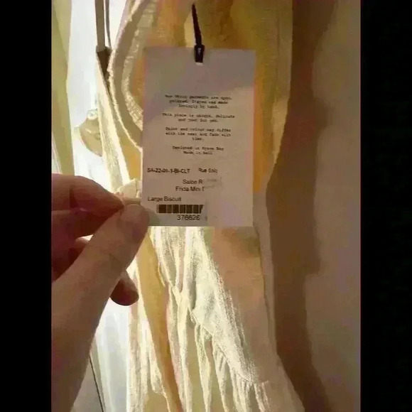 Rue Stiic Anthropologie Linen Ruffle Mini Dress Size L Boho Cream - Picture 6 of 9